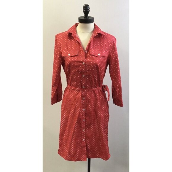Jones New York Signature Woman’s Red Polka Dot Dress Size Small
